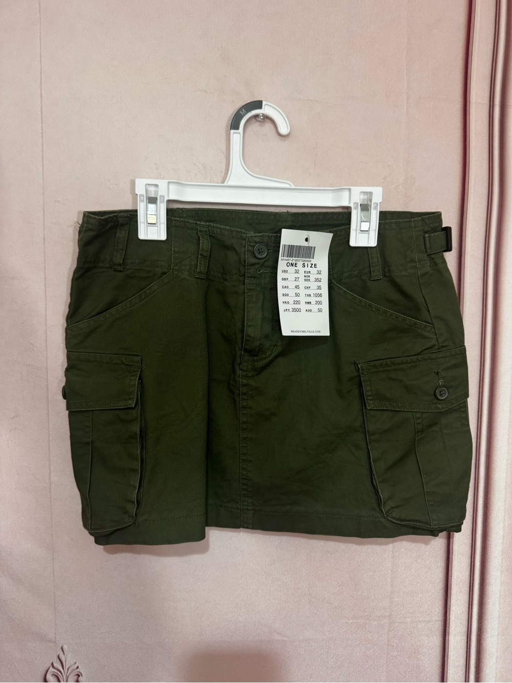 Brandy Melville Casual Army Green Micro Cargo Pocket Skirt One Size Brand New!